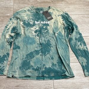SOLI  "be nice." Teal & Mint Tie-Dye Long Sleeve Shirt